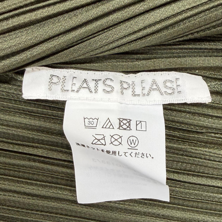 極美品★PLEATS PLEASE プリーツプリーズ イッセイミヤケ 23AW PP33JC133 Vネック 長袖 ジップ カーディガン カーキ 3 日本製 正規品
