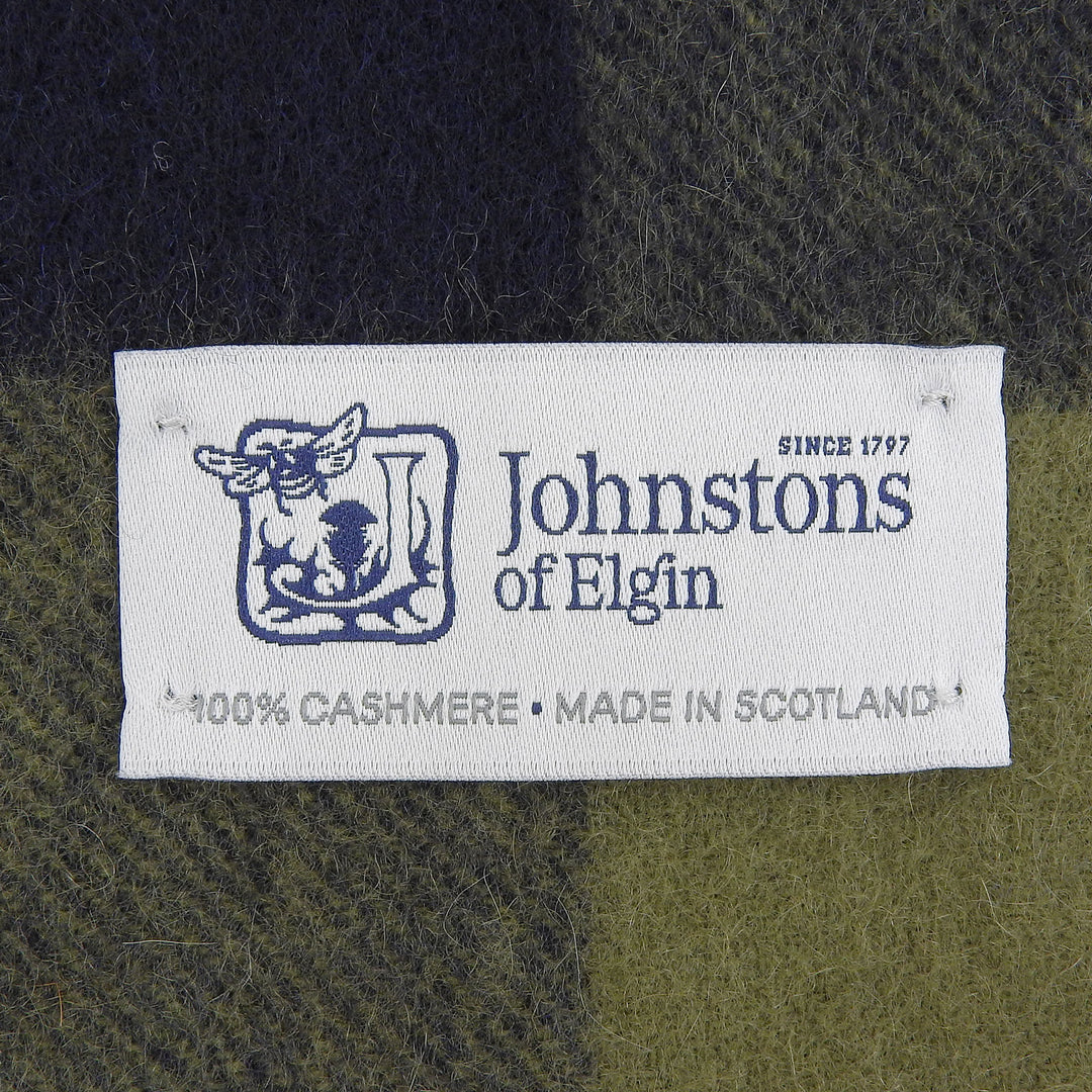 未使用品▲Johnstons of Elgin ジョンストンズ オブ エルガン カシミヤ100% チェック柄 フリンジ付き 大判 ショール マフラー 正規品