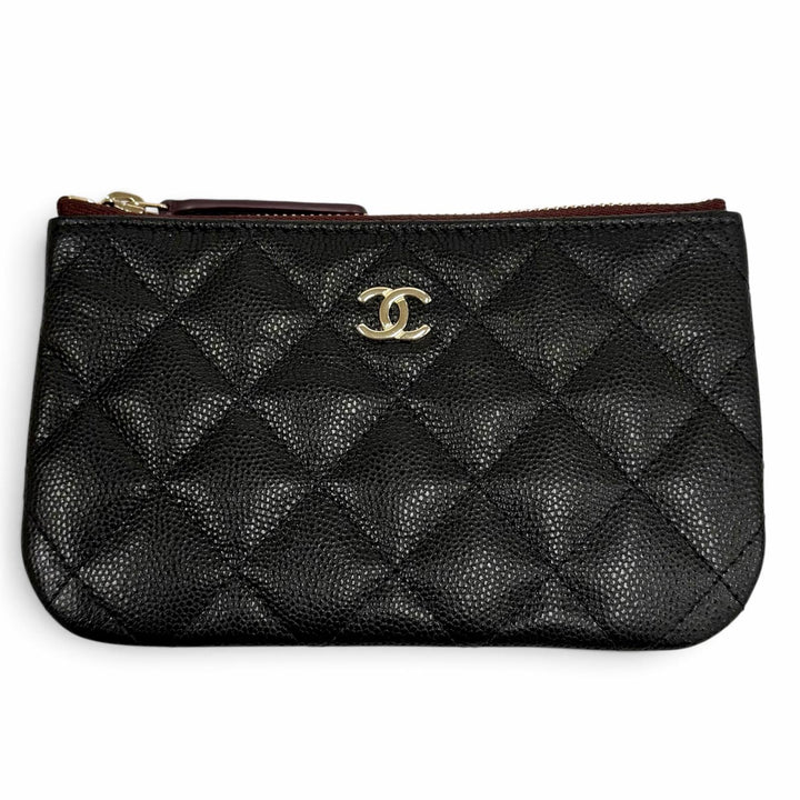 極美品★CHANEL シャネル クラシック スモール ジップ ポーチ シャイニー グレインド カーフスキン ココマーク ミニポーチ 箱・保存袋付