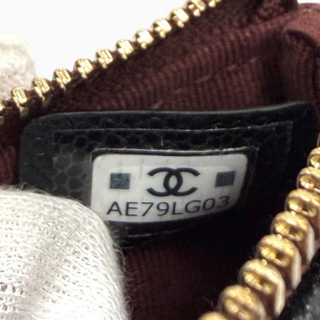 極美品★CHANEL シャネル クラシック スモール ジップ ポーチ シャイニー グレインド カーフスキン ココマーク ミニポーチ 箱・保存袋付