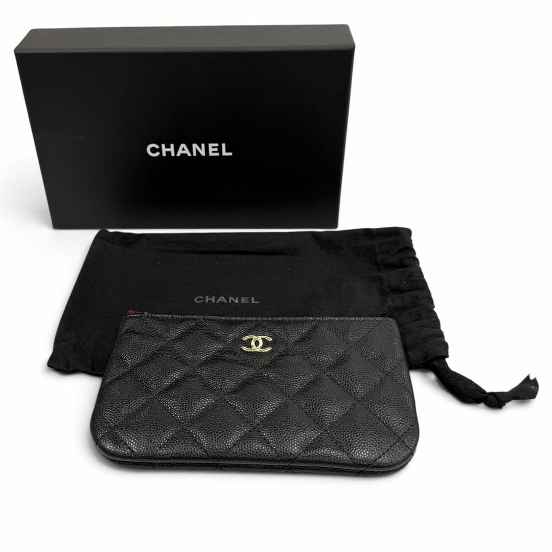 極美品★CHANEL シャネル クラシック スモール ジップ ポーチ シャイニー グレインド カーフスキン ココマーク ミニポーチ 箱・保存袋付