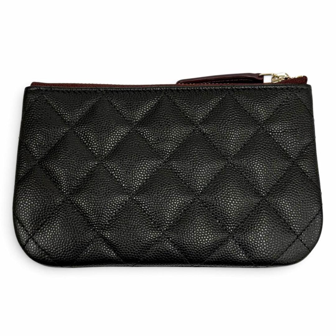 極美品★CHANEL シャネル クラシック スモール ジップ ポーチ シャイニー グレインド カーフスキン ココマーク ミニポーチ 箱・保存袋付