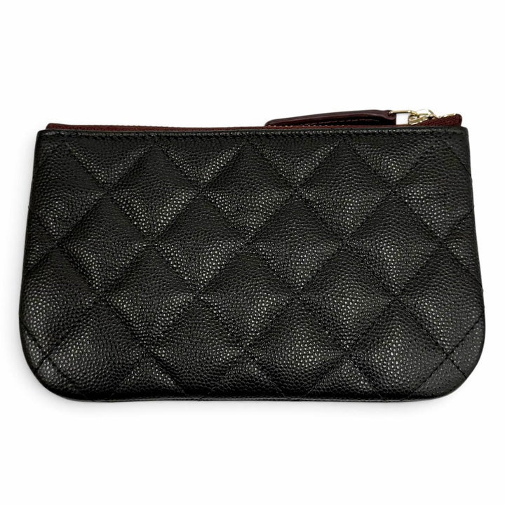 極美品★CHANEL シャネル クラシック スモール ジップ ポーチ シャイニー グレインド カーフスキン ココマーク ミニポーチ 箱・保存袋付