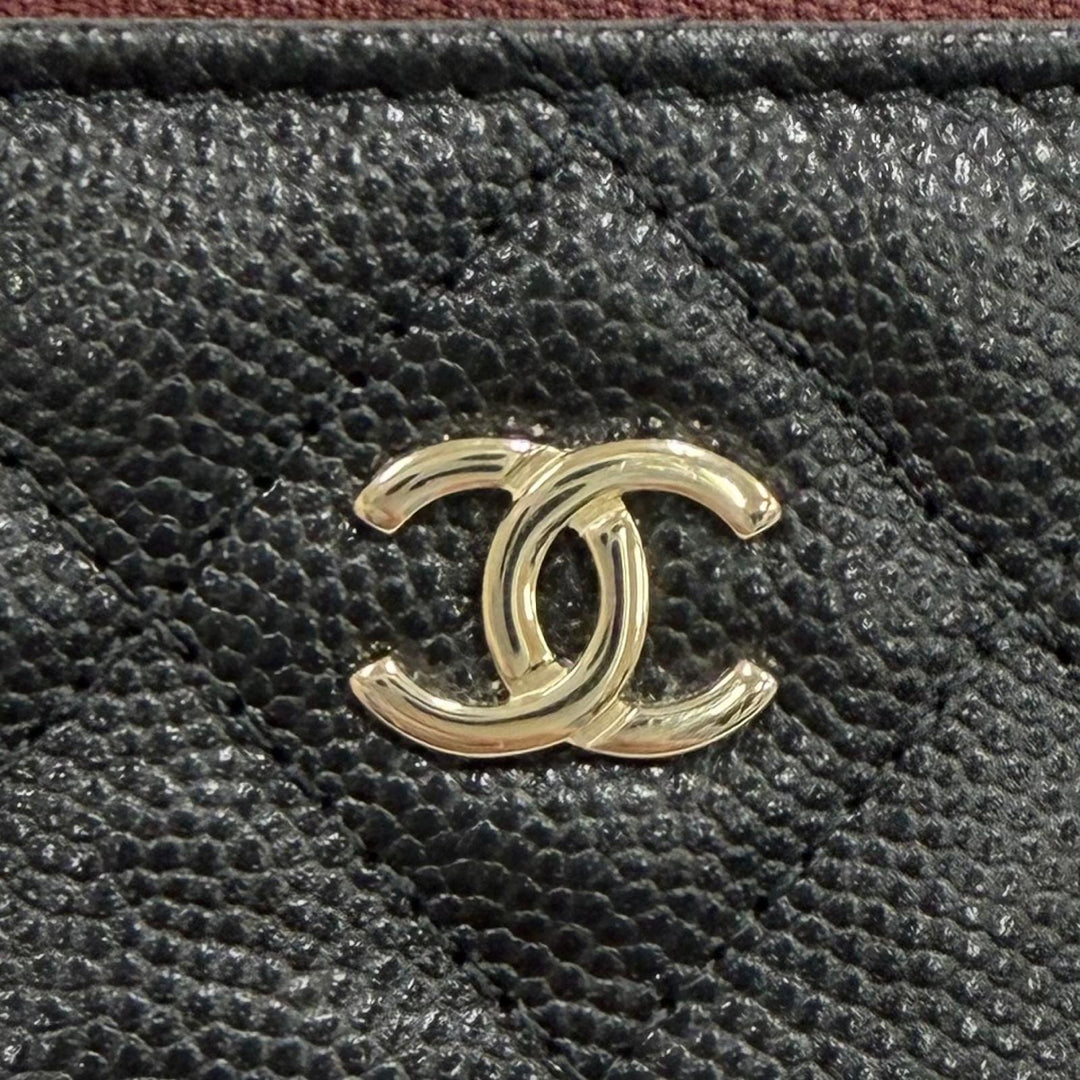 極美品★CHANEL シャネル クラシック スモール ジップ ポーチ シャイニー グレインド カーフスキン ココマーク ミニポーチ 箱・保存袋付