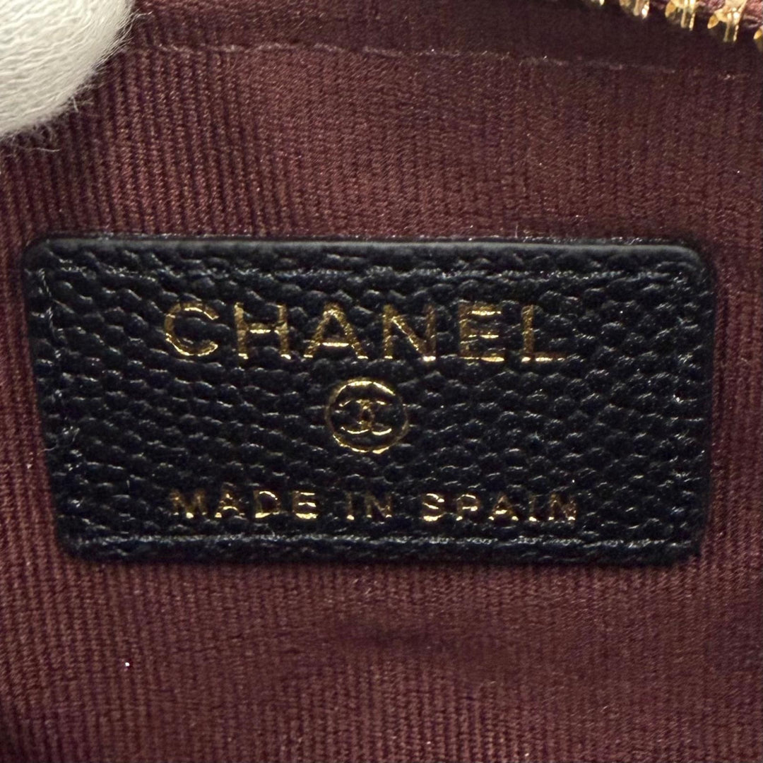 極美品★CHANEL シャネル クラシック スモール ジップ ポーチ シャイニー グレインド カーフスキン ココマーク ミニポーチ 箱・保存袋付
