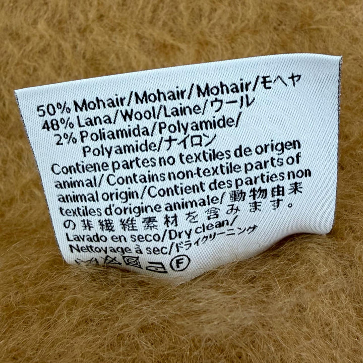 極美品☆LOEWE ロエベ モヘア ウール アナグラムレザーロゴパッチ フリンジ付 マフラー ブラウン スペイン製 正規品 レディース