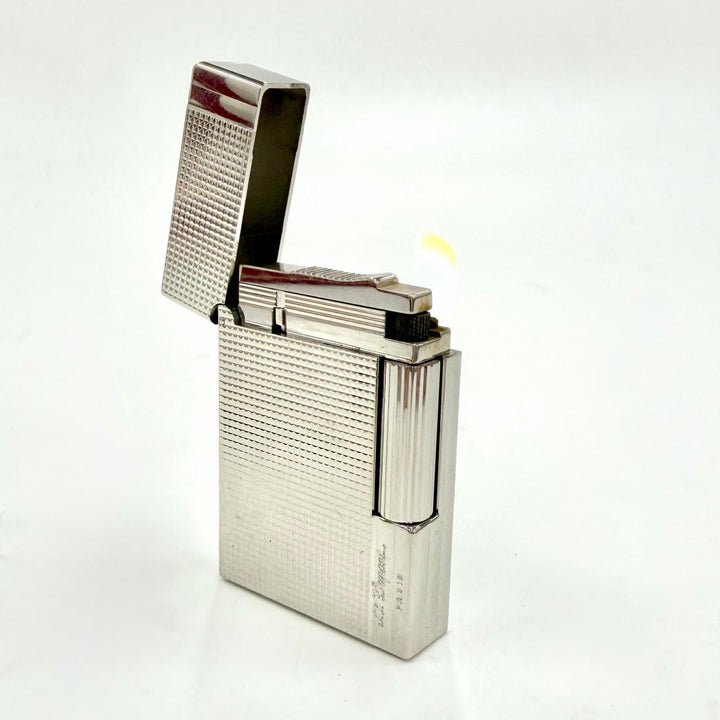 美品◇Dupont デュポン ギャッツビー ダイヤモンドヘッド スクエア ローラー式 ガスライター シルバー フランス製 メンズ 着火確認済み