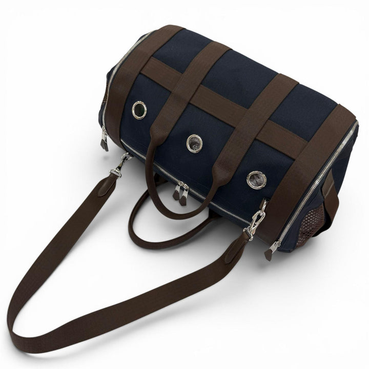 未使用品☆HERMES エルメス 2WAY ドッグキャリー ペットキャリー ショルダーバッグ トワルミタリー ネイビー W刻印 フランス製 保存袋付