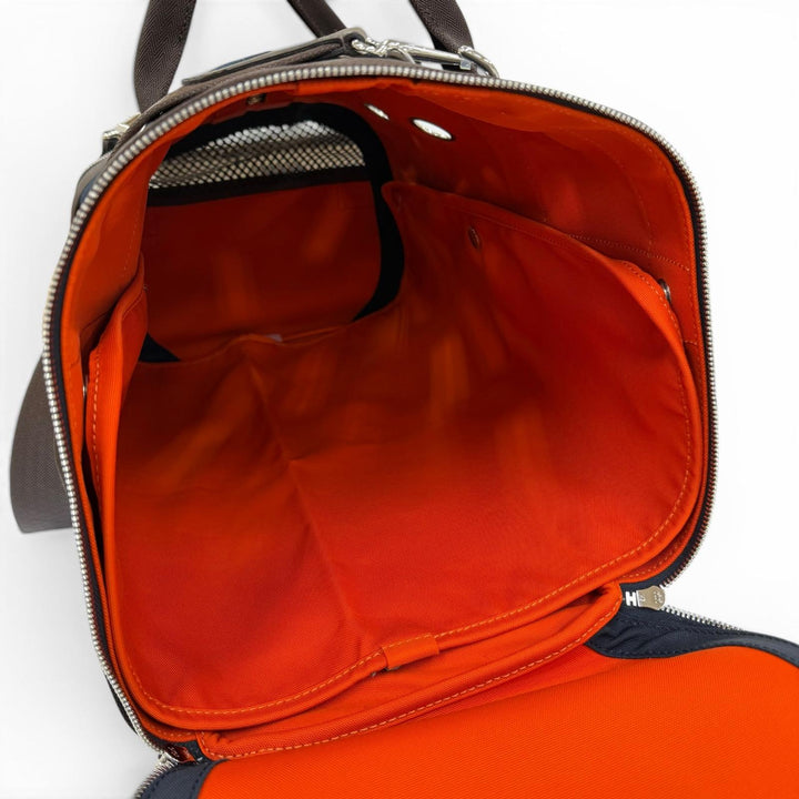 未使用品☆HERMES エルメス 2WAY ドッグキャリー ペットキャリー ショルダーバッグ トワルミタリー ネイビー W刻印 フランス製 保存袋付