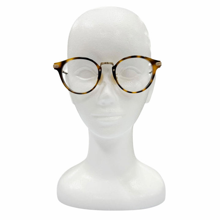 極美品▼ayame アヤメ GENERAL マーブル柄 ボストン メガネ 眼鏡 アイウェア ブラウン ゴールド 49□21 度入り 日本製 メンズ