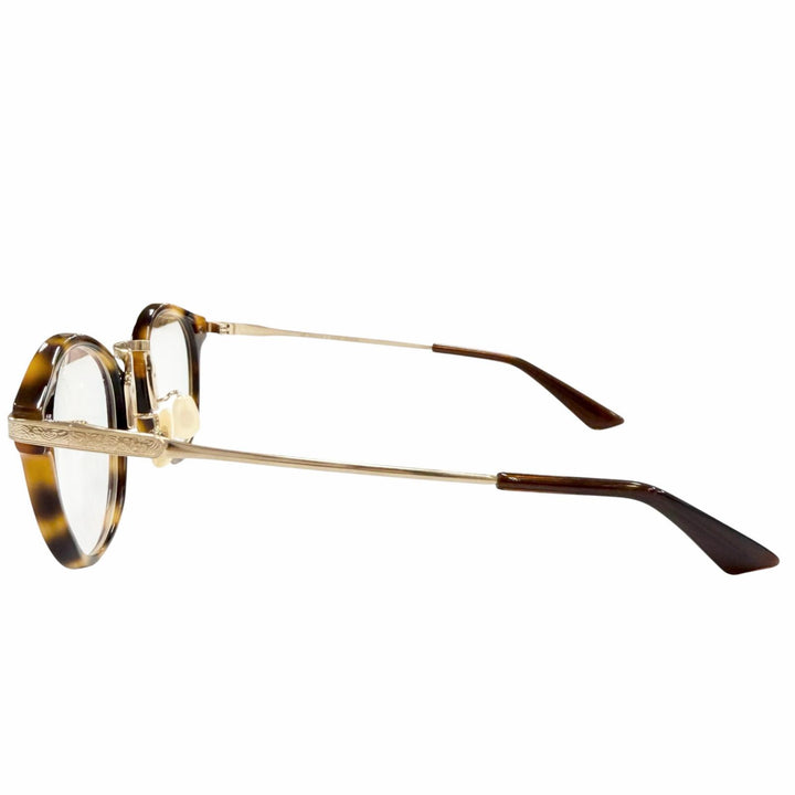 極美品▼ayame アヤメ GENERAL マーブル柄 ボストン メガネ 眼鏡 アイウェア ブラウン ゴールド 49□21 度入り 日本製 メンズ