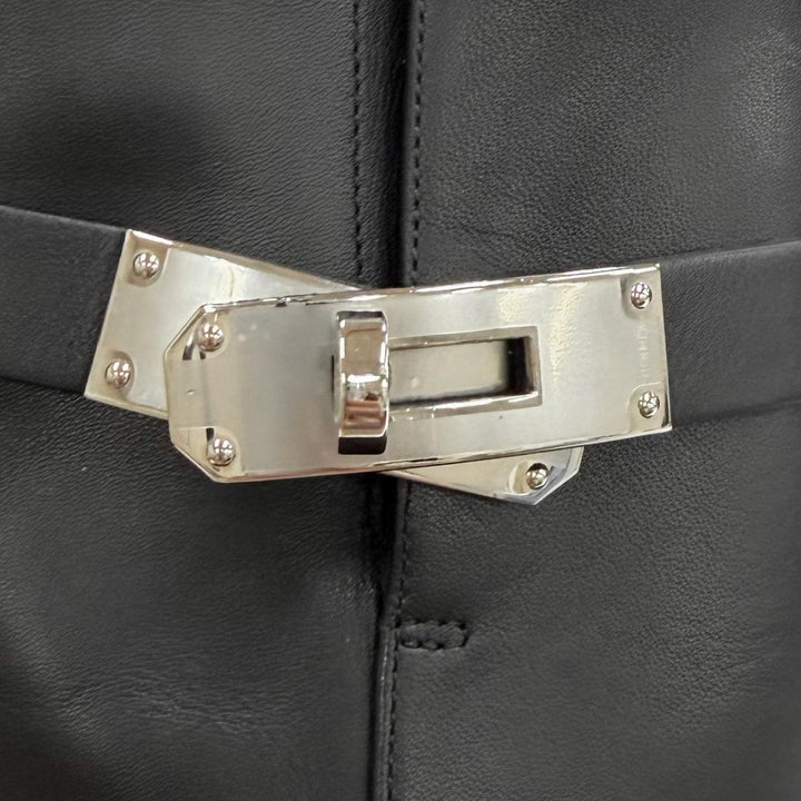 極美品★HERMES エルメス サンジェルマン シルバー金具 ケリーバックル レザー ショートブーツ ブラック 36 イタリア製 レディース