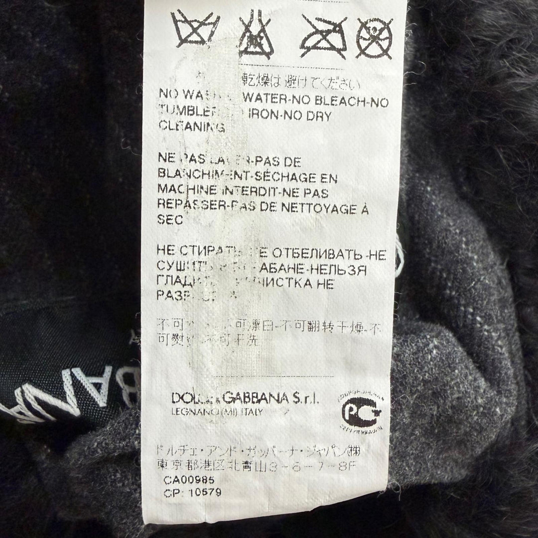 極美品□DOLCE&amp;GABBANA ドルチェ＆ガッバーナ 黒タグ ストライプ柄 テーラードタイプ ムートンジャケット グレー 50 イタリア製 正規品