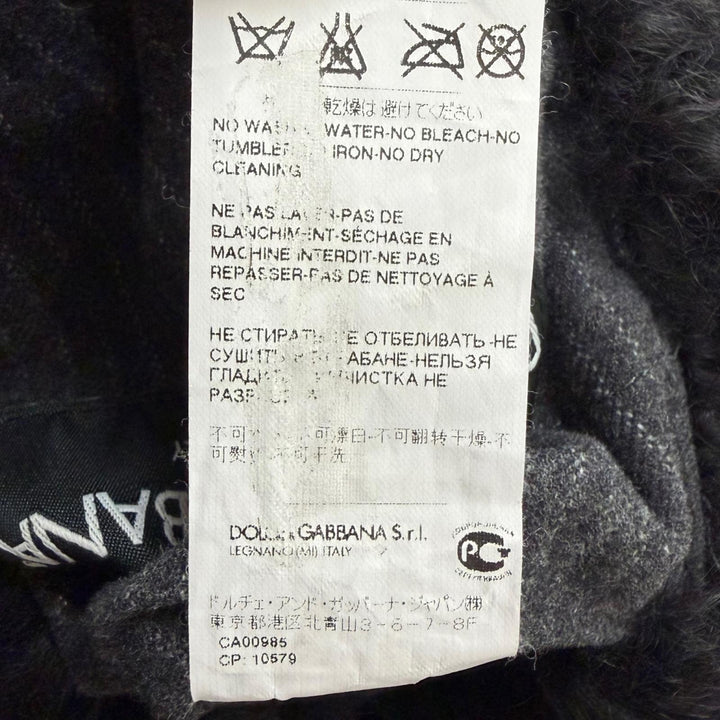 極美品□DOLCE&amp;GABBANA ドルチェ＆ガッバーナ 黒タグ ストライプ柄 テーラードタイプ ムートンジャケット グレー 50 イタリア製 正規品
