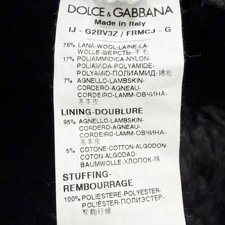 極美品□DOLCE&amp;GABBANA ドルチェ＆ガッバーナ 黒タグ ストライプ柄 テーラードタイプ ムートンジャケット グレー 50 イタリア製 正規品