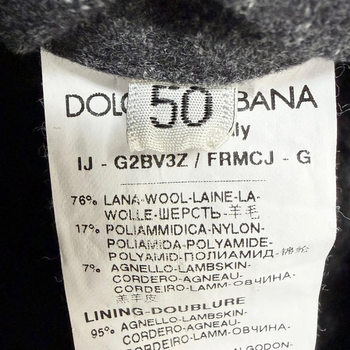 極美品□DOLCE&amp;GABBANA ドルチェ＆ガッバーナ 黒タグ ストライプ柄 テーラードタイプ ムートンジャケット グレー 50 イタリア製 正規品