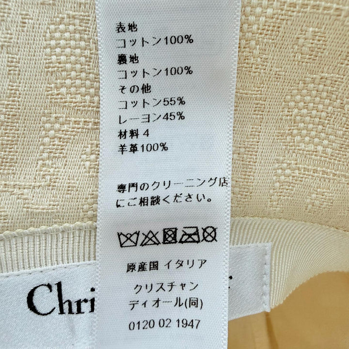 極美品◇Christian Dior クリスチャンディオール CPB06132ECOB Teddy-D オブリーク ボブハット コットン100％ レザー使い 帽子 58 正規品