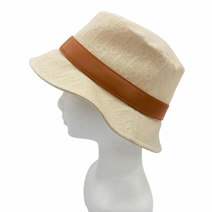 極美品◇Christian Dior クリスチャンディオール CPB06132ECOB Teddy-D オブリーク ボブハット コットン100％ レザー使い 帽子 58 正規品