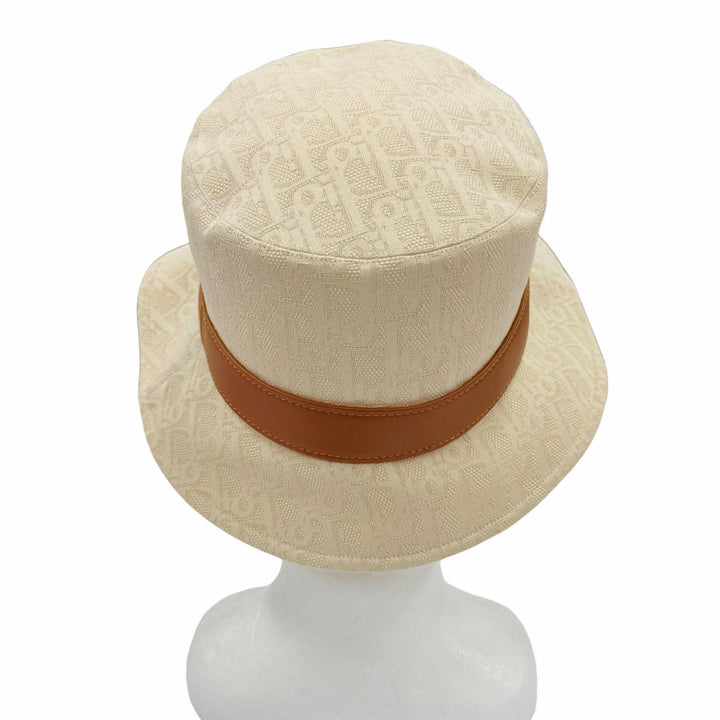 極美品◇Christian Dior クリスチャンディオール CPB06132ECOB Teddy-D オブリーク ボブハット コットン100％ レザー使い 帽子 58 正規品