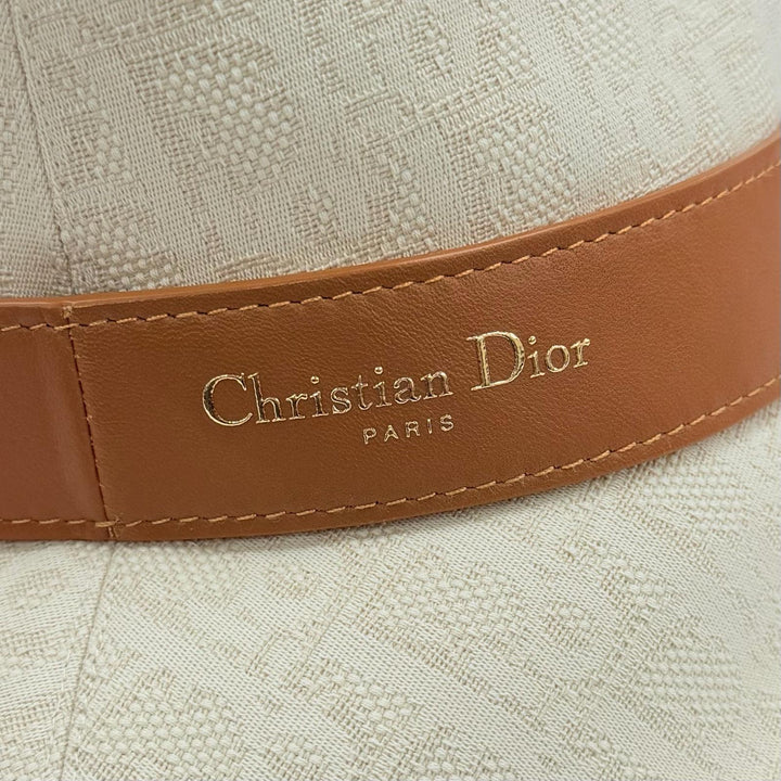 極美品◇Christian Dior クリスチャンディオール CPB06132ECOB Teddy-D オブリーク ボブハット コットン100％ レザー使い 帽子 58 正規品