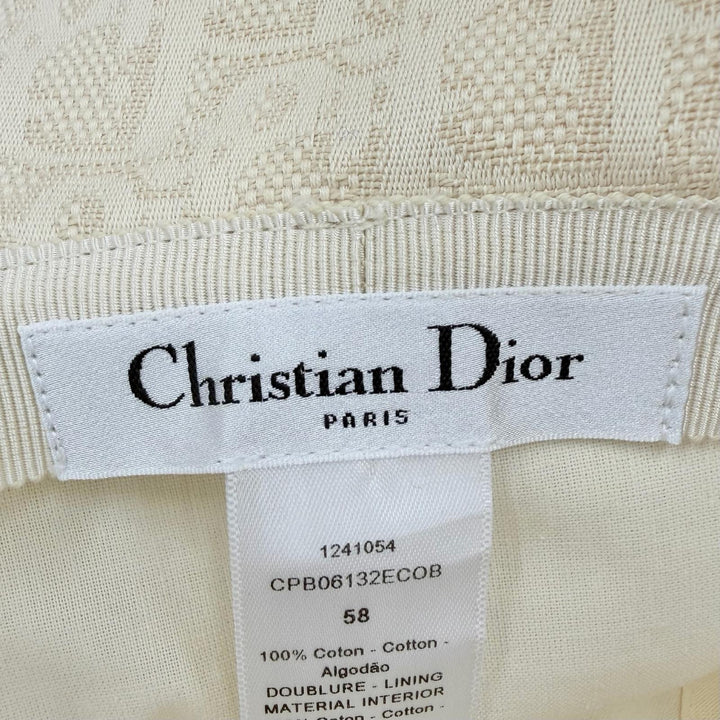 極美品◇Christian Dior クリスチャンディオール CPB06132ECOB Teddy-D オブリーク ボブハット コットン100％ レザー使い 帽子 58 正規品