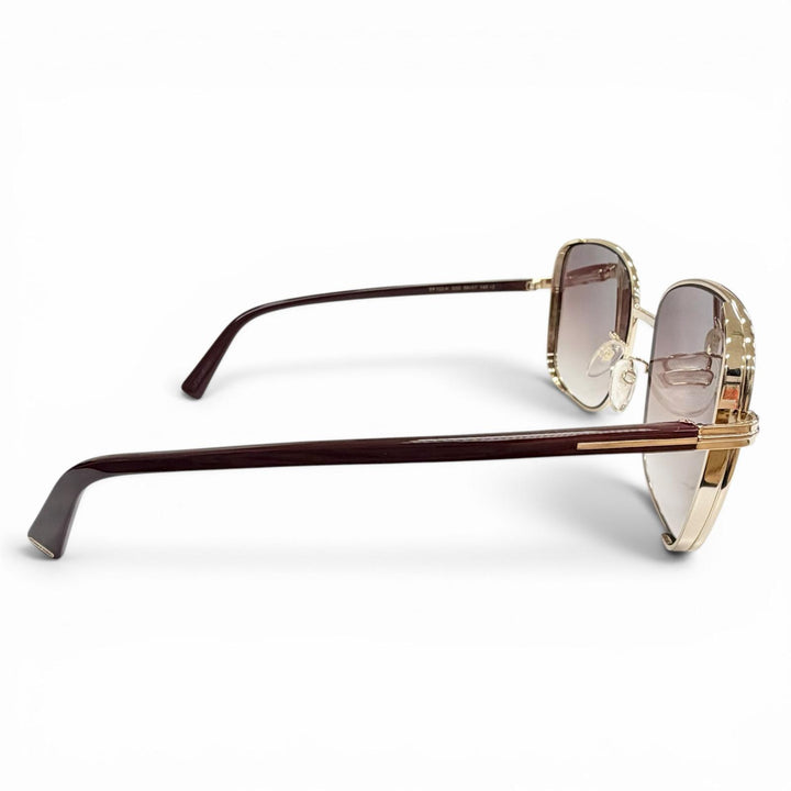 未使用△TOM FORD トムフォード TF722-K スクエア サングラス ゴールド ボルドー レンズ：ブラウングラデーション 59□17 145 デモレンズ