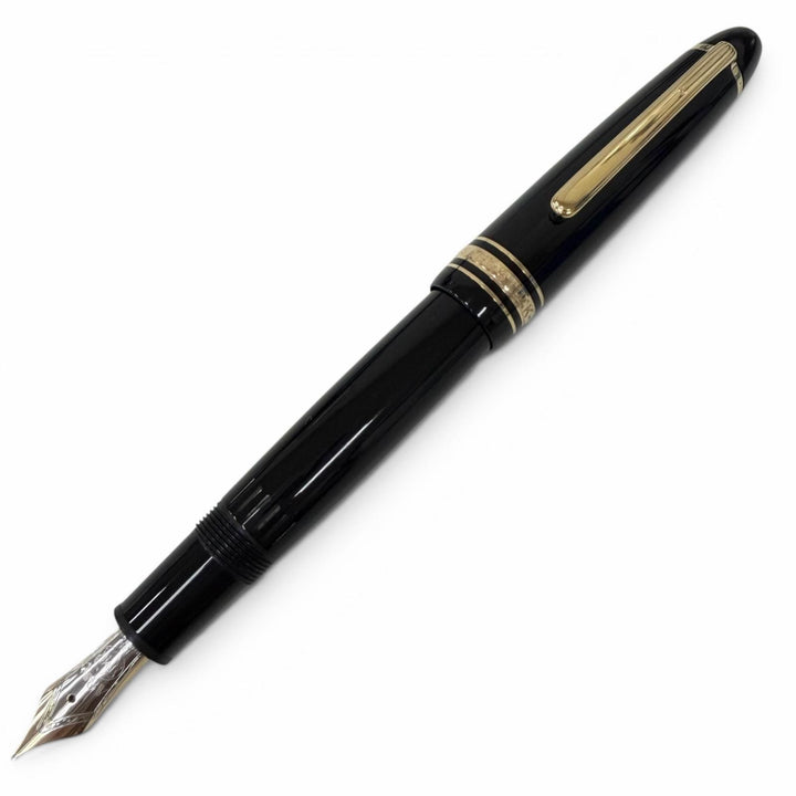美品□MONTBLANC モンブラン マイスターシュテュック ル グラン ペン先14K Fニブ キャップ式 万年筆 ブラック ゴールド ドイツ製 メンズ