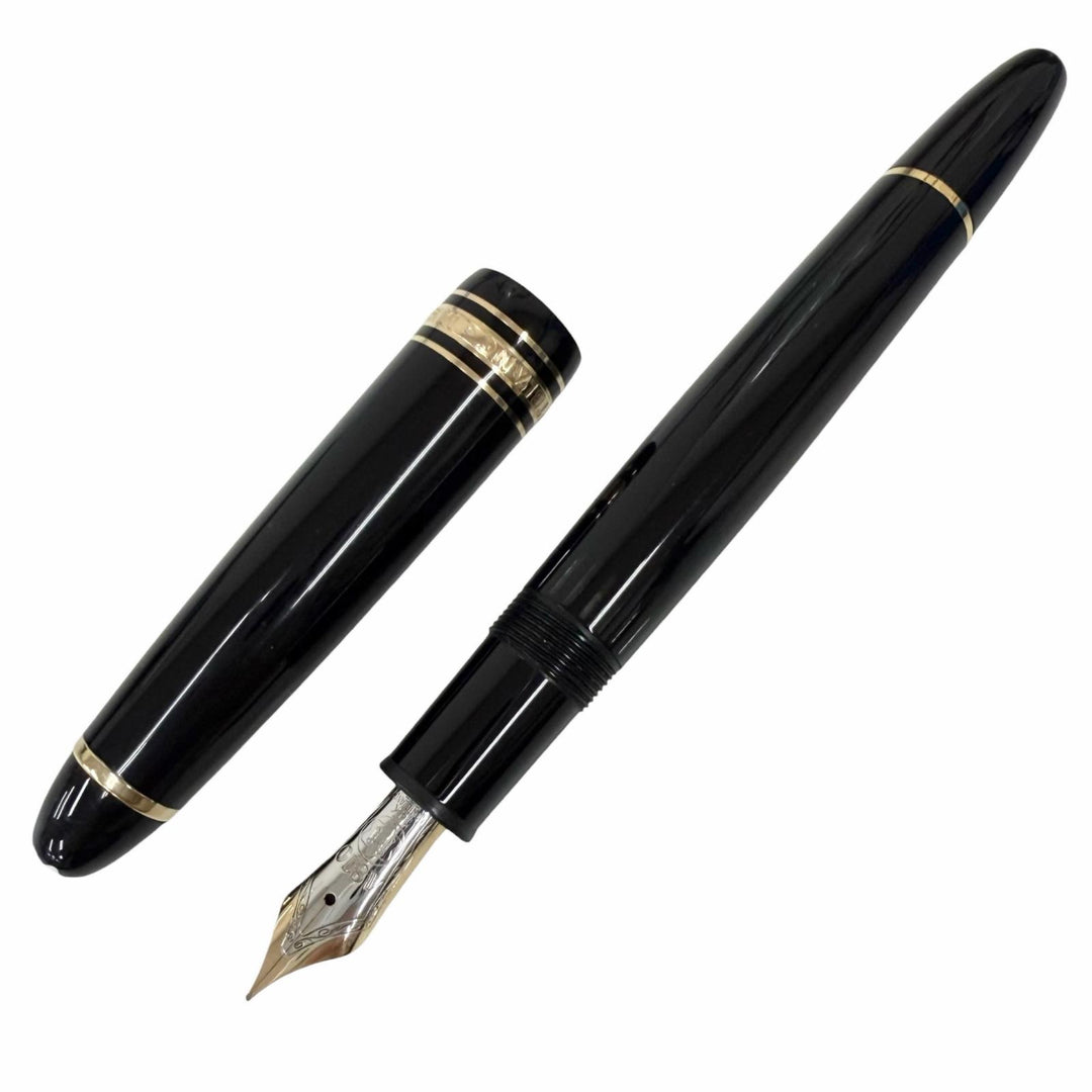 美品□MONTBLANC モンブラン マイスターシュテュック ル グラン ペン先14K Fニブ キャップ式 万年筆 ブラック ゴールド ドイツ製 メンズ