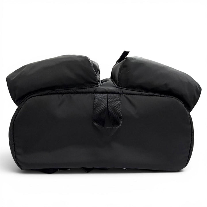 極美品△PRADA プラダ 2VZ019 トライアングルロゴ Re-Nylon レザー使い リュックサック デイパック ブラック 定価616000円 保存袋付き