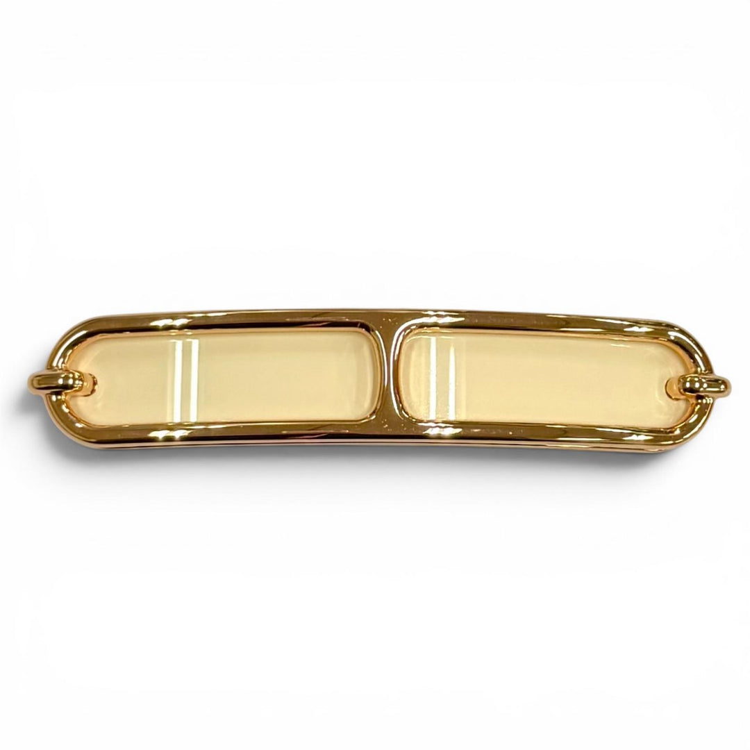 極美品★HERMES エルメス ルリ PM ピンクゴールド/ナタ バレッタ メタルクリップ ヘアアクセサリー フランス製 レディース