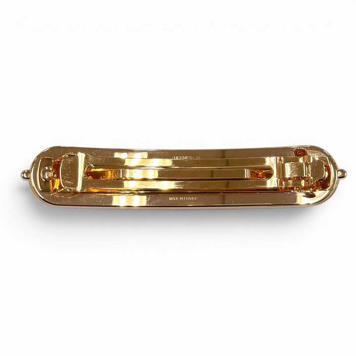 極美品★HERMES エルメス ルリ PM ピンクゴールド/ナタ バレッタ メタルクリップ ヘアアクセサリー フランス製 レディース