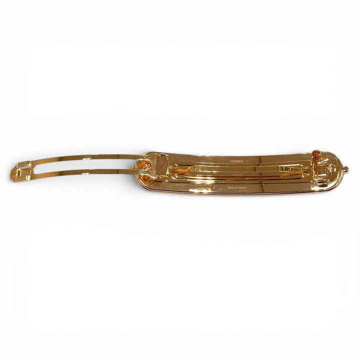 極美品★HERMES エルメス ルリ PM ピンクゴールド/ナタ バレッタ メタルクリップ ヘアアクセサリー フランス製 レディース