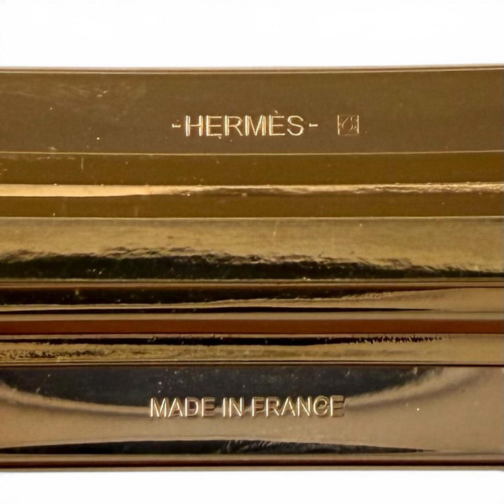 極美品★HERMES エルメス ルリ PM ピンクゴールド/ナタ バレッタ メタルクリップ ヘアアクセサリー フランス製 レディース