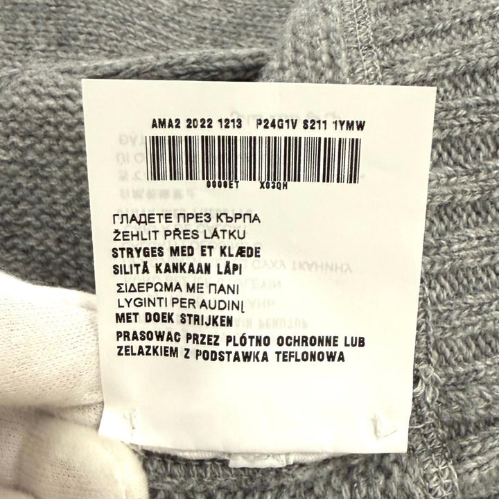 美品★PRADA プラダ P24G1V ロゴ カシミヤ ウール クルーネック セーター フロントロゴ セーター グレー 42 イタリア製 正規品