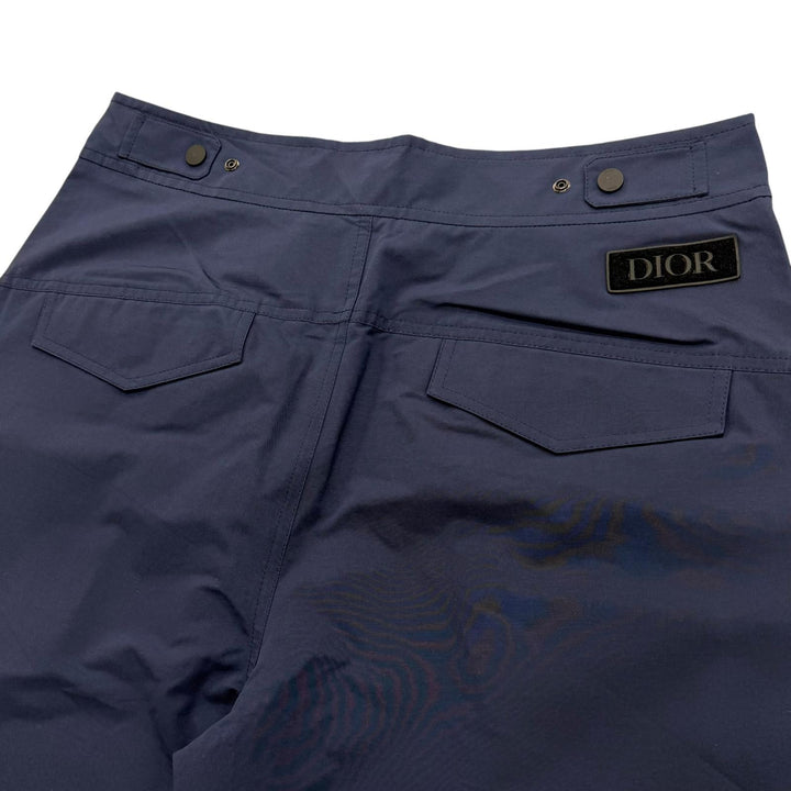 未使用品▼DIOR ディオール オム 113C124A5034 ラバーロゴプレート ボタンフライ テーパード パンツ ネイビー 48 伊製 正規品 メンズ