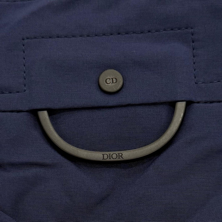 未使用品▼DIOR ディオール オム 113C124A5034 ラバーロゴプレート ボタンフライ テーパード パンツ ネイビー 48 伊製 正規品 メンズ