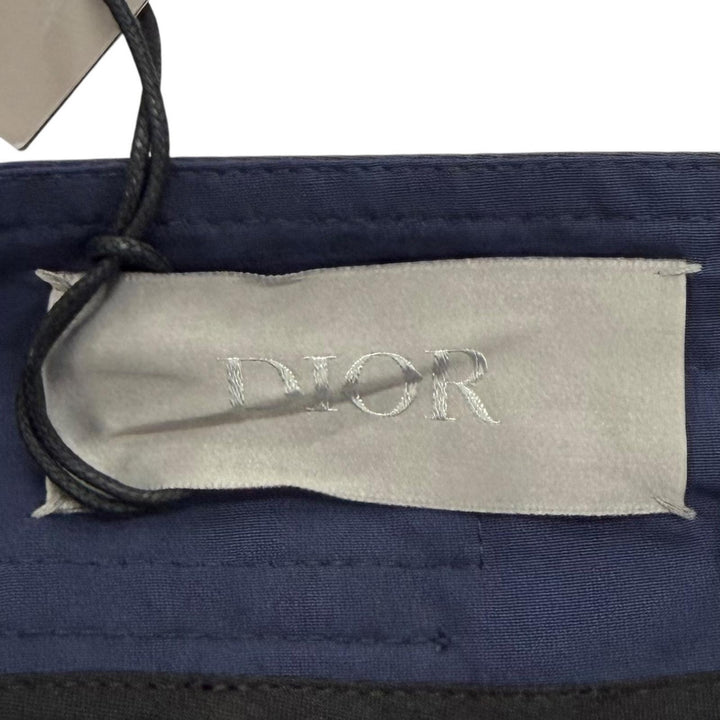 未使用品▼DIOR ディオール オム 113C124A5034 ラバーロゴプレート ボタンフライ テーパード パンツ ネイビー 48 伊製 正規品 メンズ