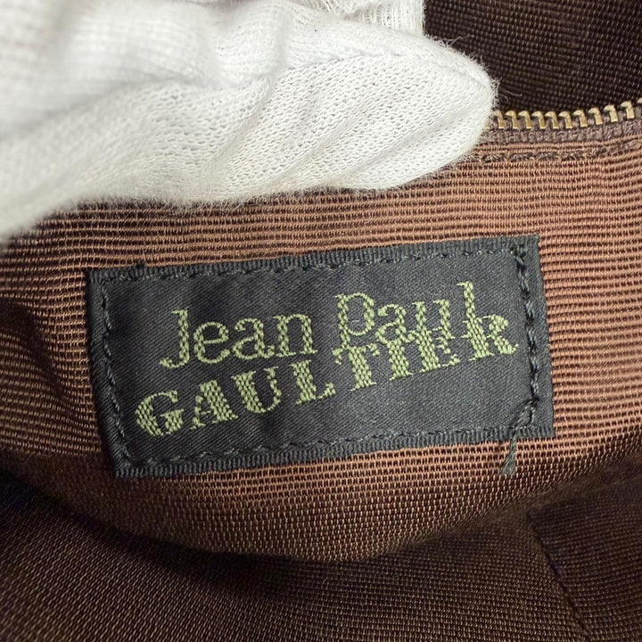 極美品☆JEAN-PAUL GAULTIER ジャンポールゴルチエ ロゴデザイン ロゴZIP Vサイバー ハンドバッグ グリーン系 レディース