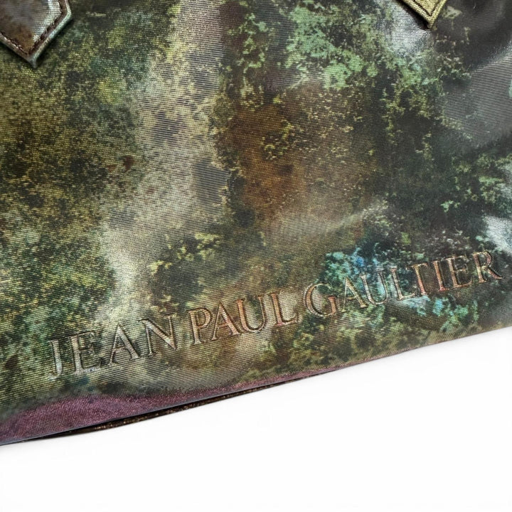 極美品☆JEAN-PAUL GAULTIER ジャンポールゴルチエ ロゴデザイン ロゴZIP Vサイバー ハンドバッグ グリーン系 レディース