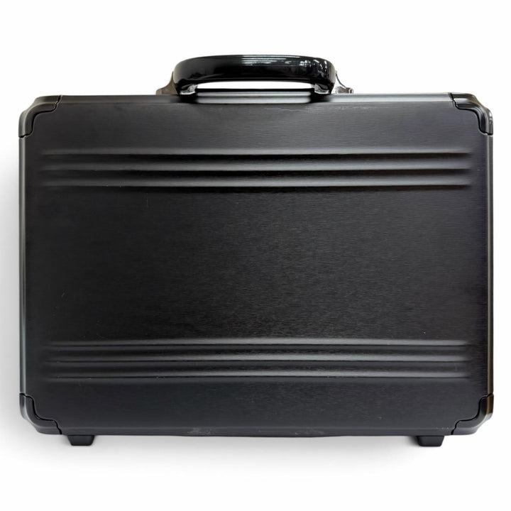 美品□ZERO HALLIBURTON ゼロハリバートン Pursuit アルミニウム 内面レザー 薄型 アタッシュケース ビジネスバッグ ブラック メンズ