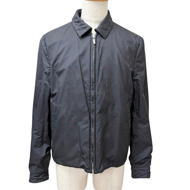 美品□Brioni ブリオーニ 羊革 シルク リバーシブル ブルゾンジャケット レザージャケット チャコールグレー 50 イタリア製 正規品