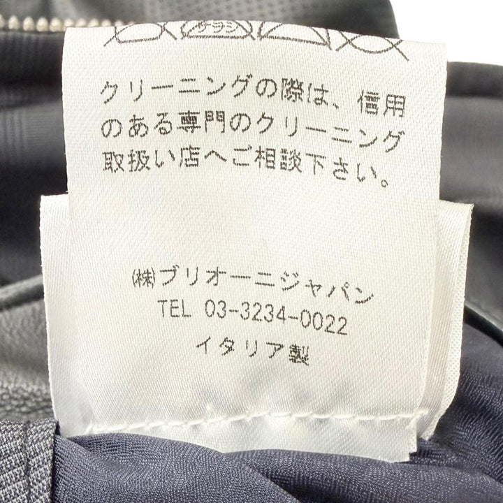 美品□Brioni ブリオーニ 羊革 シルク リバーシブル ブルゾンジャケット レザージャケット チャコールグレー 50 イタリア製 正規品
