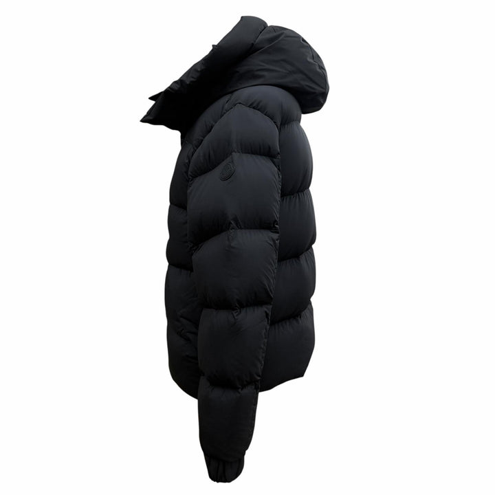美品▼MONCLER モンクレール 2025年製 MADEIRA ロゴワッペン付き フーデッド ダブルジップアップ ダウンジャケット ブラック 2 正規品