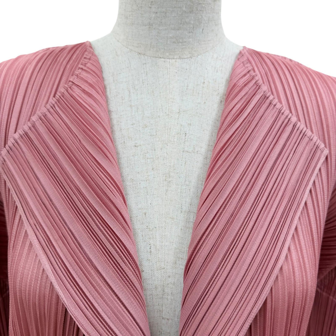 極美品☆PLEATS PLEASE プリーツプリーズ イッセイミヤケ 25AW PP53JA133 長袖 ロング カーディガン ピンク 2 日本製 正規品 レディース