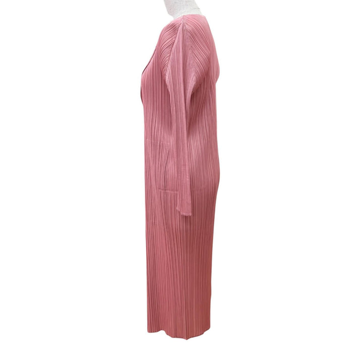 極美品☆PLEATS PLEASE プリーツプリーズ イッセイミヤケ 25AW PP53JA133 長袖 ロング カーディガン ピンク 2 日本製 正規品 レディース