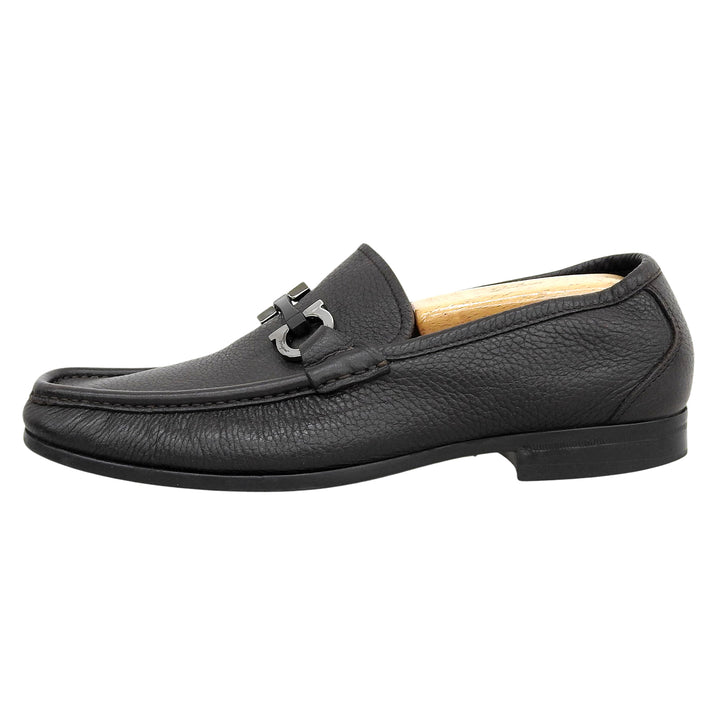 【ドンドン見直し】美品▲Salvatore Ferragamo サルヴァトーレフェラガモ ダブルガンチーニ Uモカ レザー ローファー 7.5 伊製 メンズ