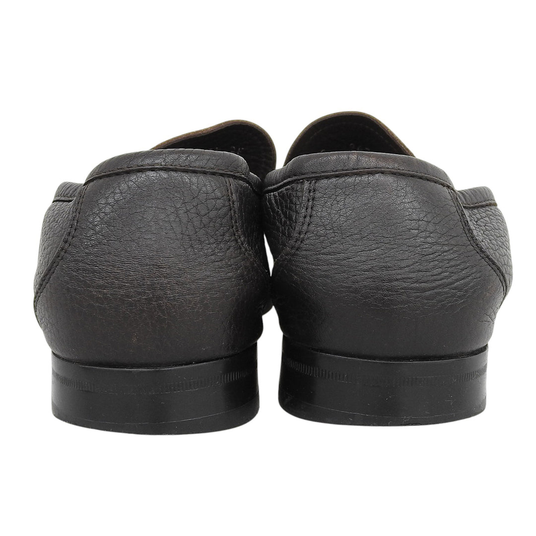 【ドンドン見直し】美品▲Salvatore Ferragamo サルヴァトーレフェラガモ ダブルガンチーニ Uモカ レザー ローファー 7.5 伊製 メンズ