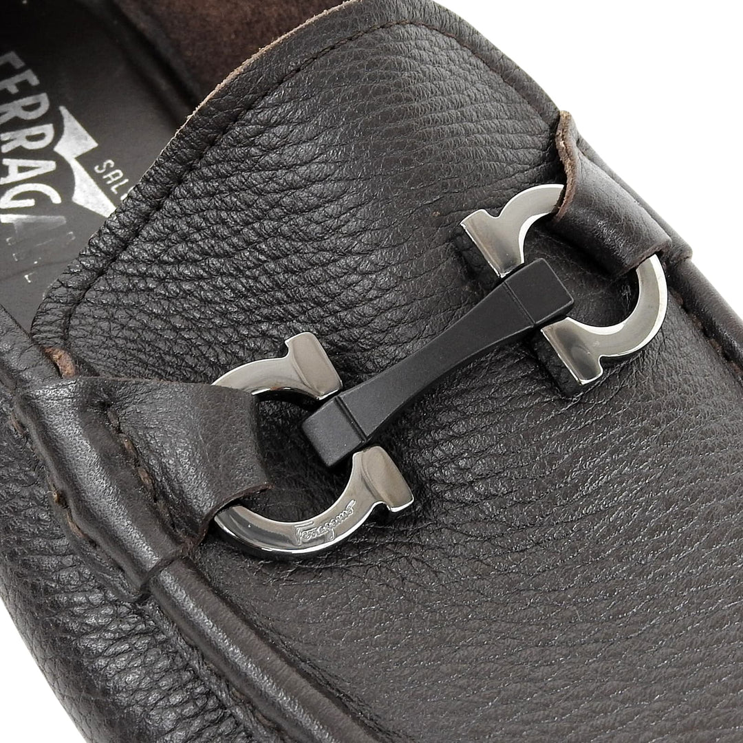 【ドンドン見直し】美品▲Salvatore Ferragamo サルヴァトーレフェラガモ ダブルガンチーニ Uモカ レザー ローファー 7.5 伊製 メンズ