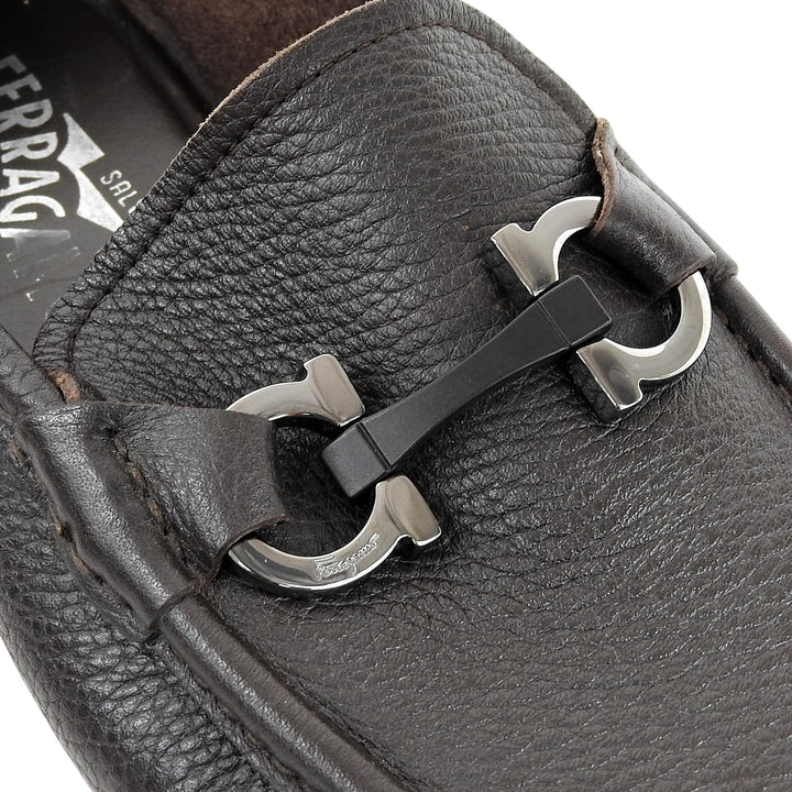 【ドンドン見直し】美品▲Salvatore Ferragamo サルヴァトーレフェラガモ ダブルガンチーニ Uモカ レザー ローファー 7.5 伊製 メンズ