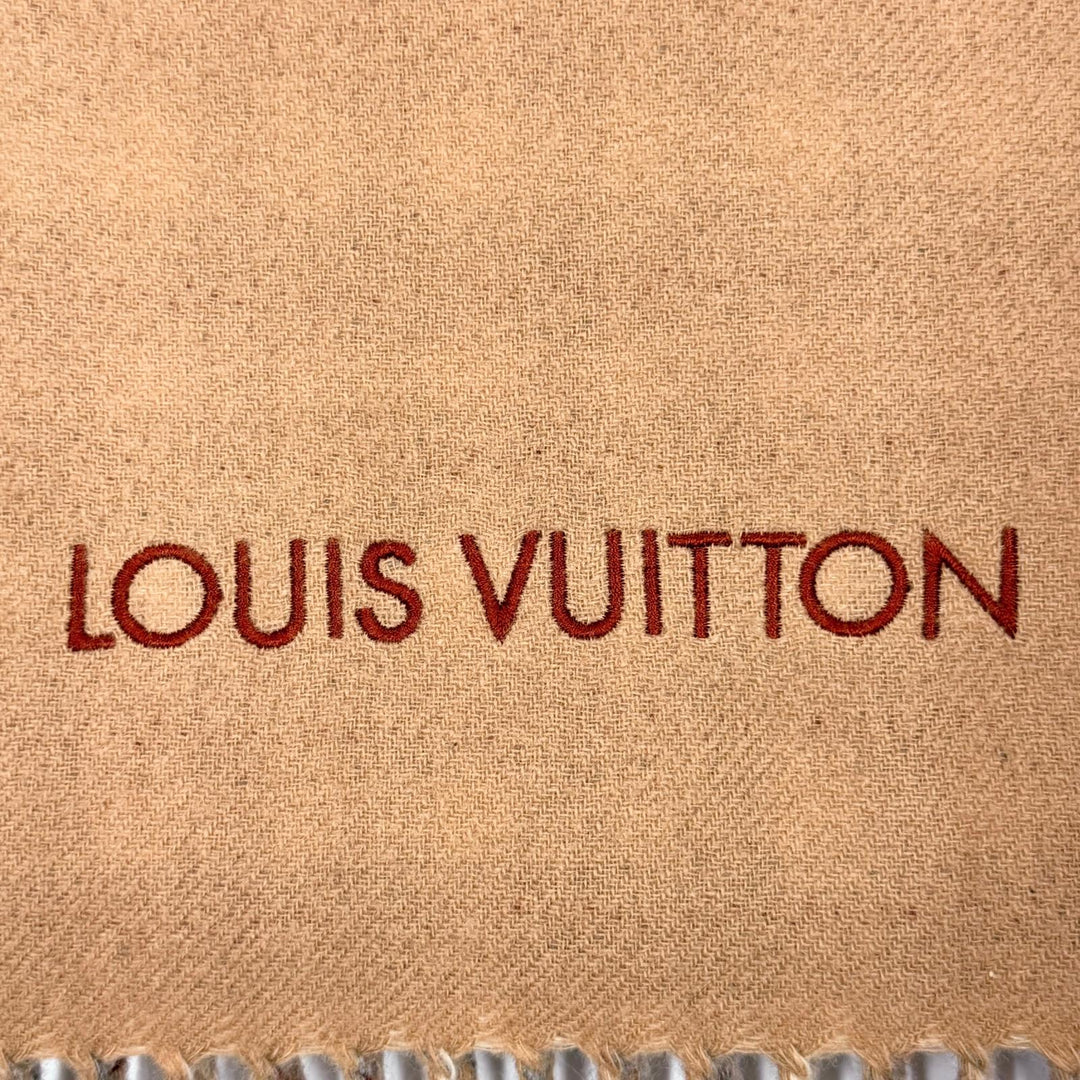 美品▼LOUIS VUITTON ルイヴィトン 2024年製 M79199 エシャルプ モノグラム グラディエントタータン カシミヤ100% 刺繍 マフラー 正規品